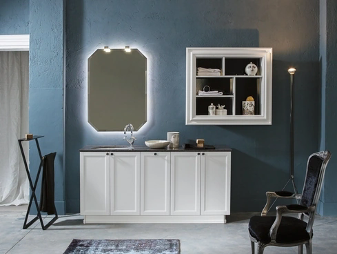 Mobile Bagno da appoggio in laccato bianco opaco e piano in marmo DIAMANTE DM17 di Compab