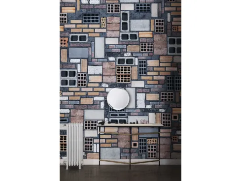 Carta da parati con mattoni colorati The Wall di London Art