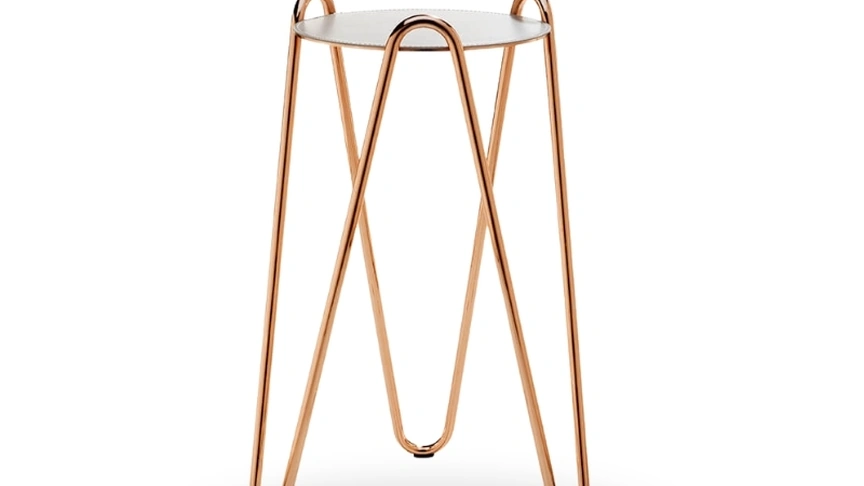 Tavolino in metallo con top rivestito in cuoio Apelle Chic di Midj