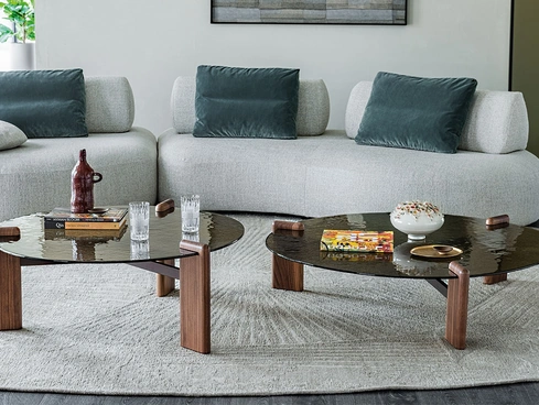 Tavolino Lagoon in vetro e legno di Cattelan Italia