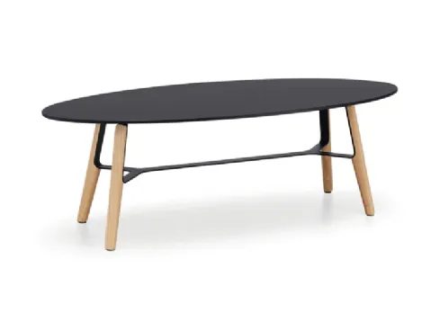 Tavolino con gambe in legno e top in hpl Liù CT Oval di Midj