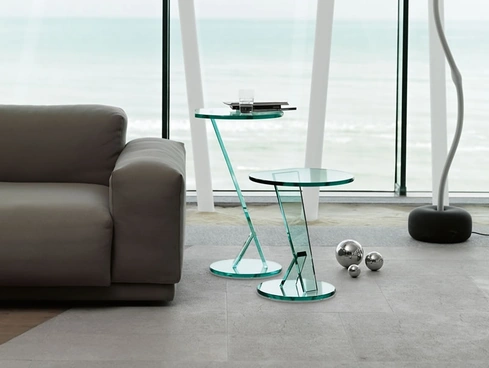 Tavolino rotondo in vetro Nicchio di Tonelli