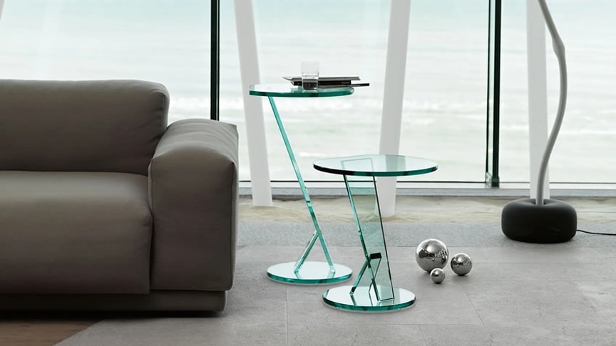 Tavolino rotondo in vetro Nicchio di Tonelli