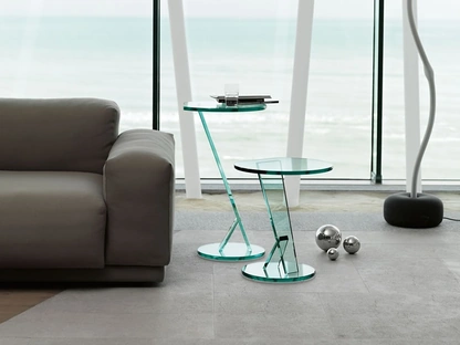 Tavolino rotondo in vetro Nicchio di Tonelli