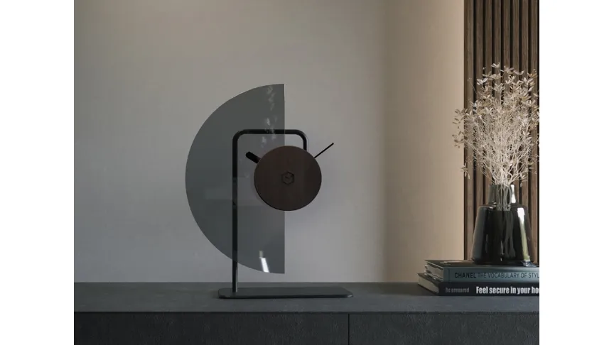 Orologio da tavolo No Tempo in Vetro, legno e metallo di Materium