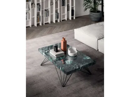 Tavolino multifunzione Radius con top in marmo e base in metallo di Ozzio