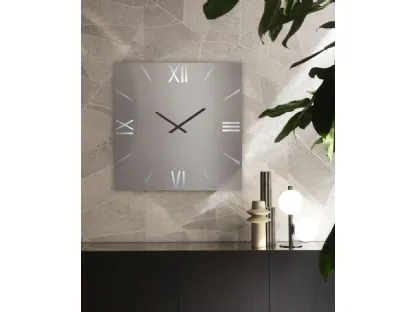 Orologio da muro realizzato in cristallo specchiante fumé serigrafato Skyline di Riflessi
