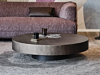 Tavolino rotondo con top in legno verniciato Brushed Grey Arena di Cattelan Italia