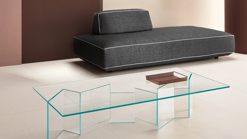 Tavolino Metropolis in vetro di Tonelli