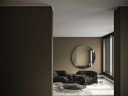 Specchio Whirl con cornice formata da quattro specchi inclinati di Tonelli