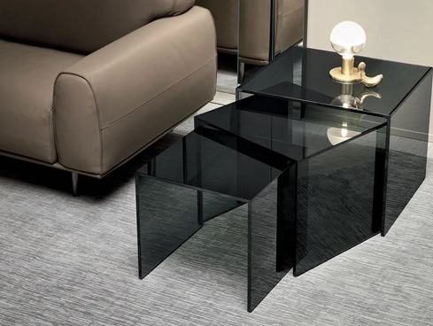 Tavolino set di strutture a ponte in vetro Trio di Tonelli