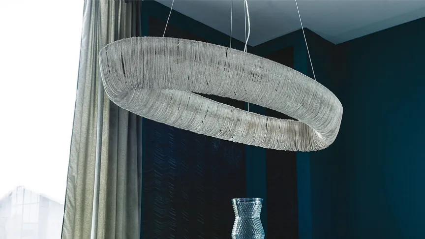 Lampada a sospensione composta da catenelle in alluminio Cellini di Cattelan Italia