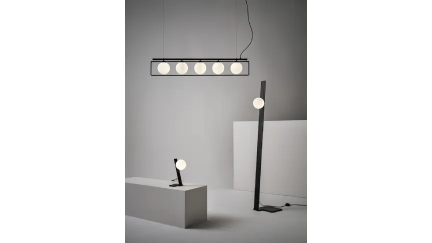 Lampada in acciaio nero a 5 luci Suspense Sospensione di Midj
