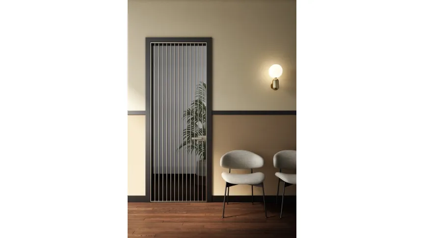 Porta per interni Ri Trait 8b con traversini in alluminio di Albed