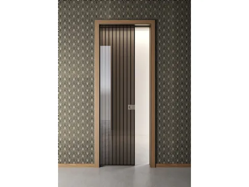 Porta per interni Ri Trait 8b a Scomparsa con traversini alluminio di Albed