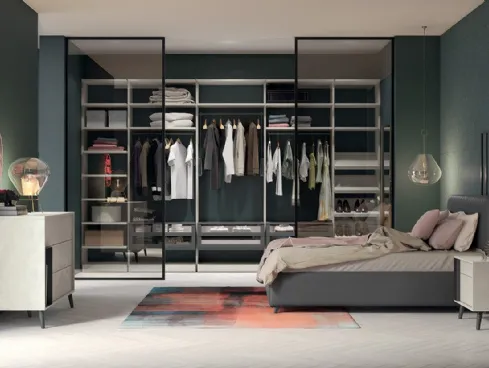 Cabina Armadio Golf M206 in melaminico con ante scorrevoli in vetro di Colombini Casa
