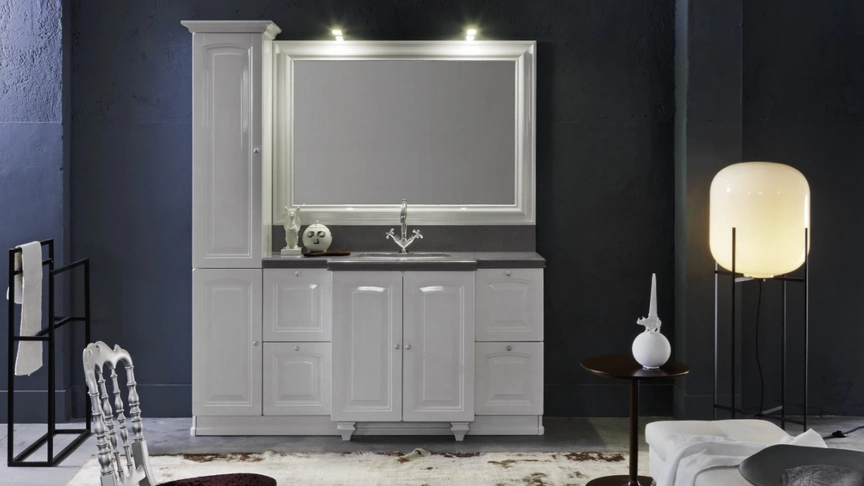 Mobile da Bagno classico in laccato lucido con piano in marmo ACANTHIS AC13 di Compab