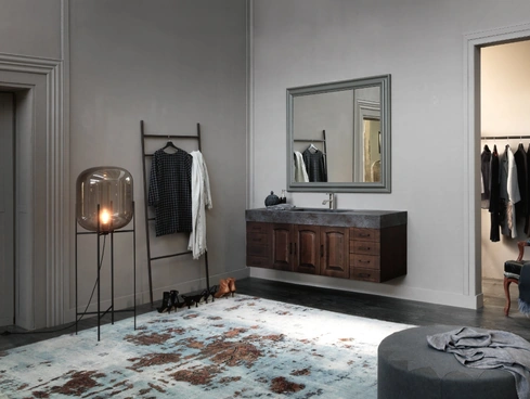 Mobile da Bagno sospeso in frassino corvino e top con vasca integrata in gres ACANTHIS AC20 di Compab