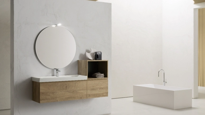 Mobile da Bagno sospeso in nobilitato effetto legno B-GO BG008 di Compab
