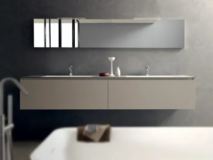 Mobile da Bagno sospeso in laminato Beige Light di Modulnova