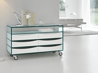Comò Alto in vetro e laccato di Tonelli