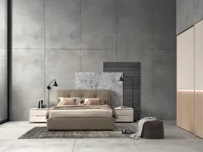 Letto in tessuto imbottito con testiera Vitalyty Float di Colombini Casa