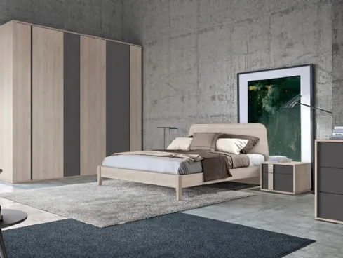 Letto Golf Virgo con struttura e testata in legno chiaro di Colombini Casa