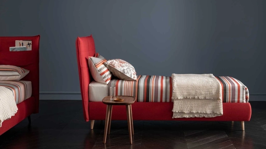 Letto singolo in tessuto con testiera con tasca Soul Young Pocket di Altrenotti
