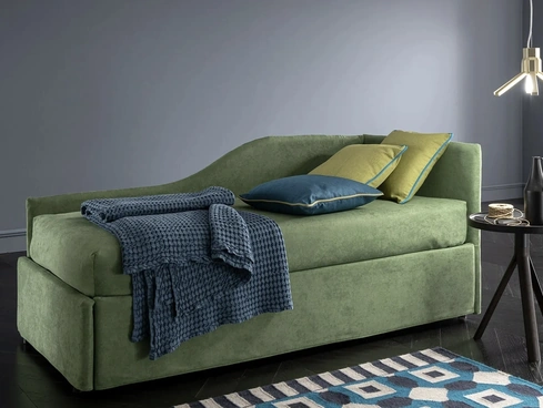 Letto singolo in tessuto Prime Colibrì angolare sagomato di Altrenotti