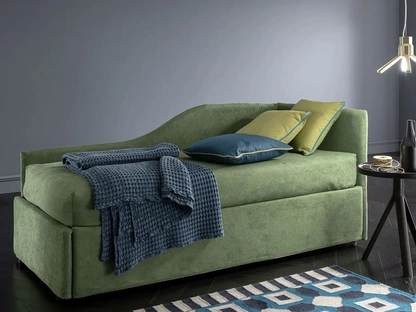 Letto singolo in tessuto Prime Colibrì angolare sagomato di Altrenotti