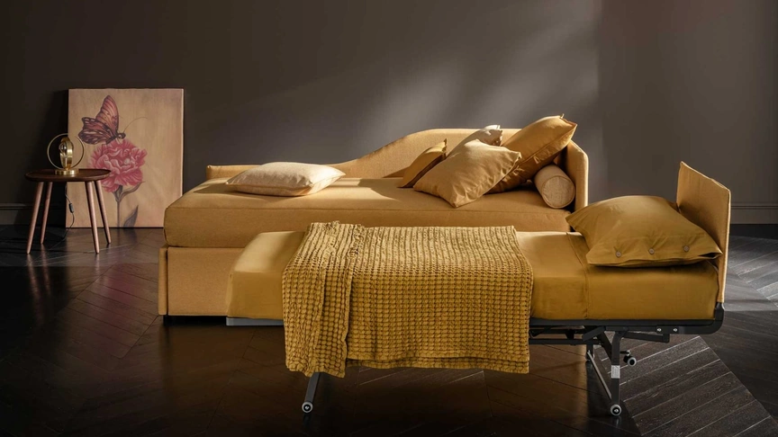 Letto singolo in tessuto Soul Young Teddy angolare destro con secondo letto estraibile di Altrenotti