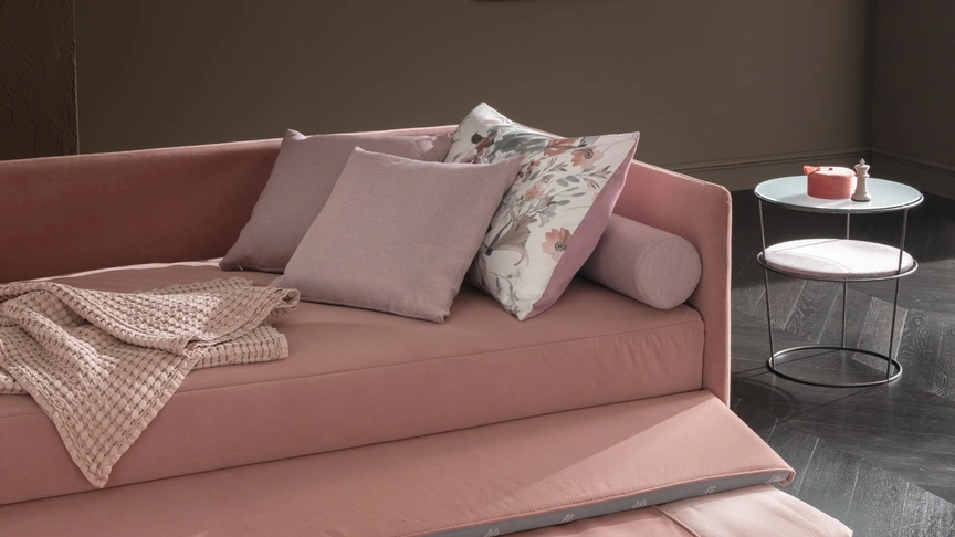 Letto singolo in tessuto Soul Young Teddy completo alto con letto estraibile di Altrenotti