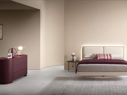 Letto Voile in legno laccato e tessuto di Alf Da Frè