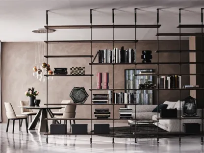 Libreria divisoria in legno e acciaio verniciato Airport di Cattelan Italia