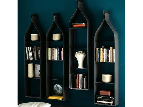 Libreria a muro in acciaio verniciato graphite Swing di Cattelan Italia