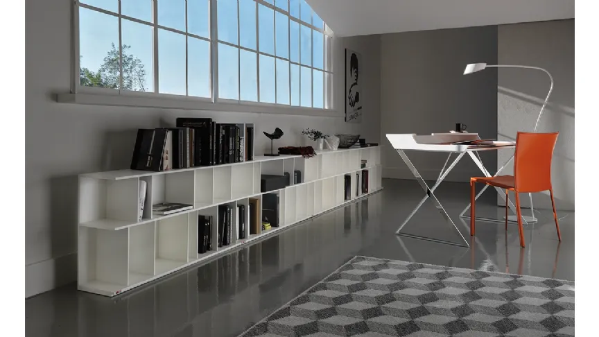 Libreria a muro in MDF laccato bianco Wally di Cattelan Italia