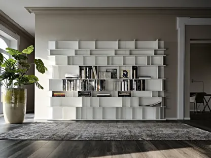 Libreria a muro in MDF laccato bianco Wally di Cattelan Italia