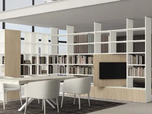 Libreria divisoria Vitalyty Luce in melaminico Bianco e finitura legno di Colombini Casa