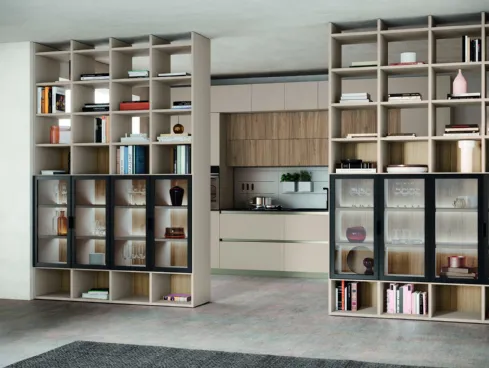 Libreria divisoria Golf Infinity I101 in melaminico e vetro di Colombini Casa