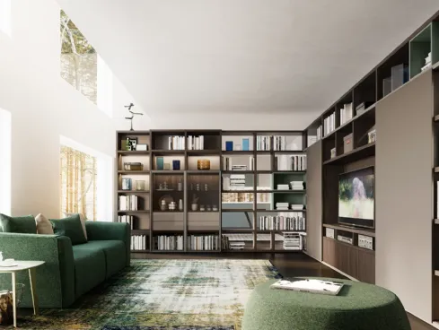 Libreria My Space 5 con vano a scomparsa porta TV di Alf Da Frè