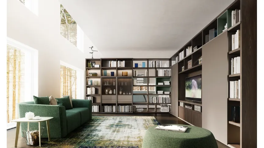 Libreria My Space 5 con vano a scomparsa porta TV di Alf Da Frè