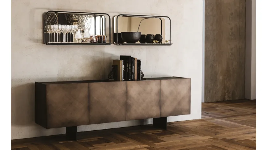 Madia Arizona in legno Brushed Bronze con top in cristallo extrachiaro verniciato moka acidato di Cattelan Italia