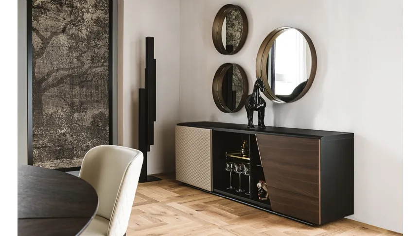 Madia Aston in legno con dettagli in pelle di Cattelan Italia