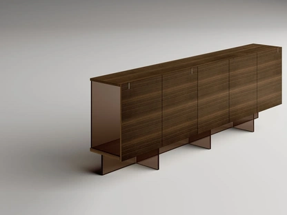 Madia in legno con basamento in vetro Major di Tonelli