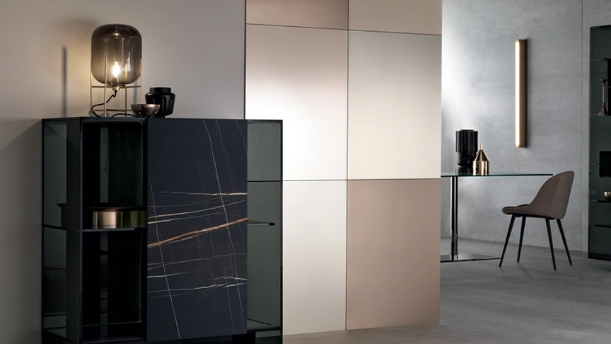 Madia in vetro e ceramica Shoji Cabinet di Tonelli