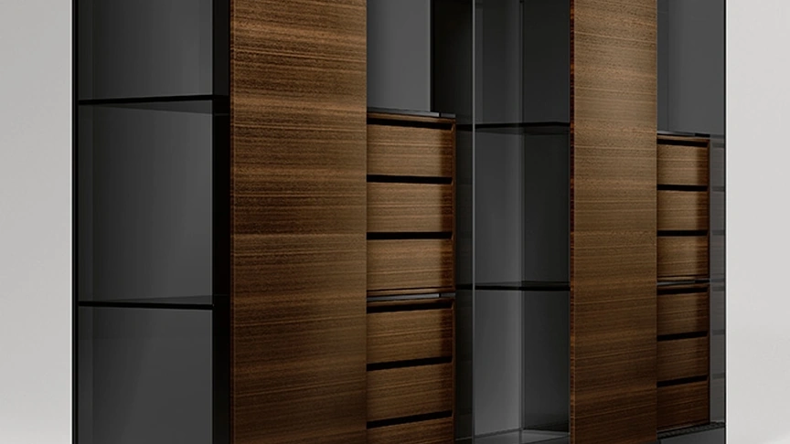 Madia in vetro e legno Shoji Cabinet di Tonelli