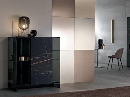 Madia in vetro e ceramica Shoji Cabinet di Tonelli