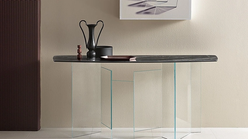 Mobile ingresso in ceramica e vetro Metropolis di Tonelli