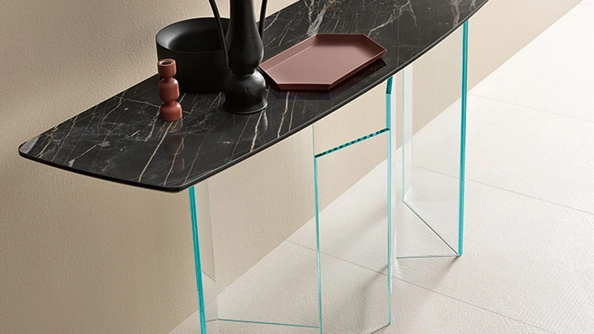 Mobile ingresso in ceramica e vetro Metropolis di Tonelli