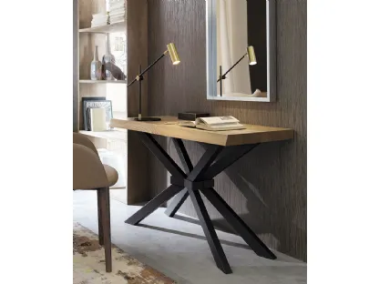Mobile ingresso Shangai Consolle allungabile con top in legno di Rovere con bordo irregolare di Riflessi